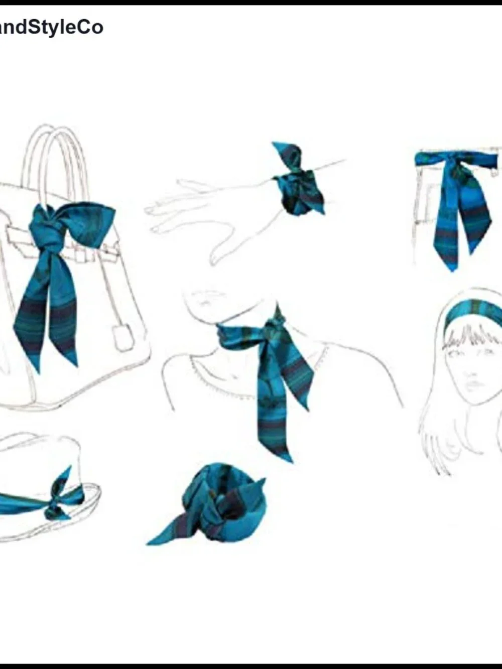 3pcs Silk Scarf Set Bag Handle Wrap Hair Band Neck Scarf